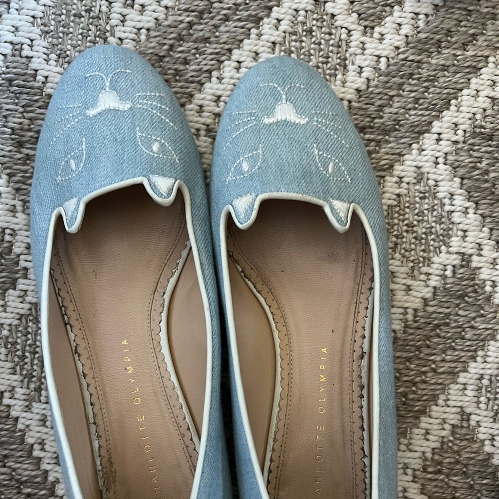 Charlotte Olympia denim kitty flats